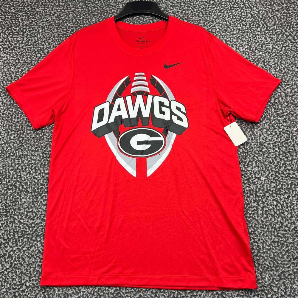 Nike Georgia Bulldogs Dawgs NCAA Dri-Fit Shirt Men Large Red Short Sleeve New L